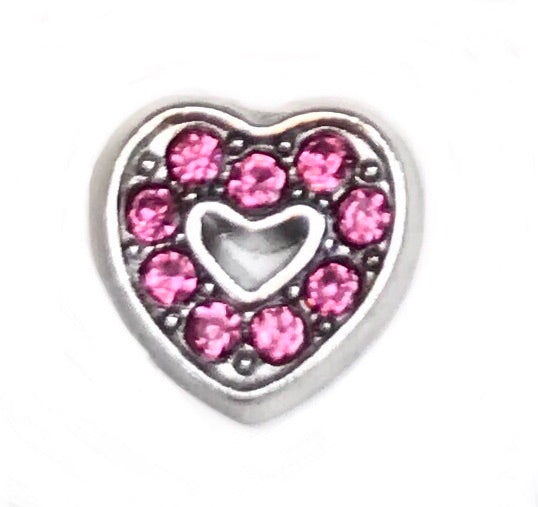 Pink sparkle heart Unique lockets and charms