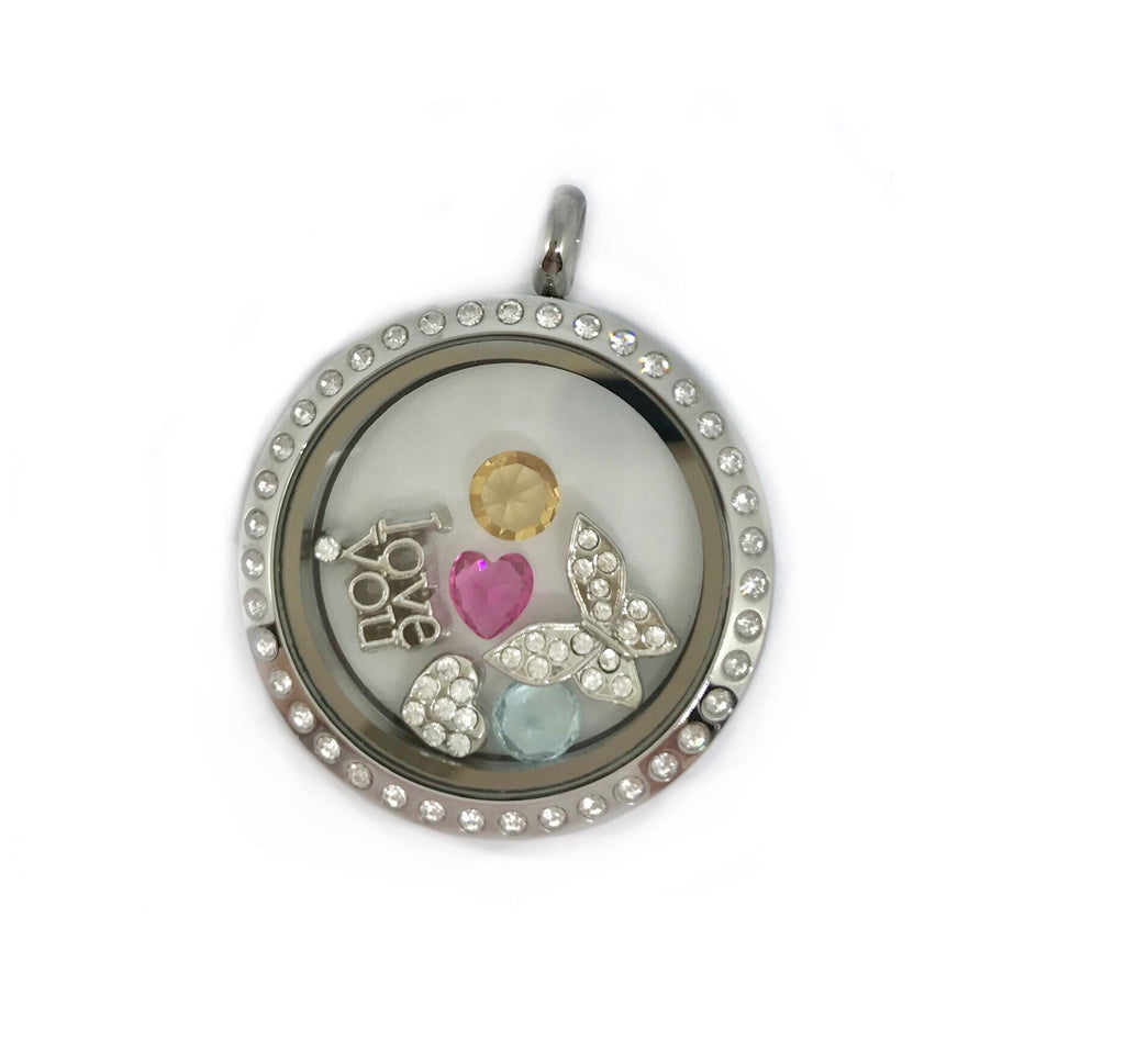 Big silver butterfly Unique lockets and charms