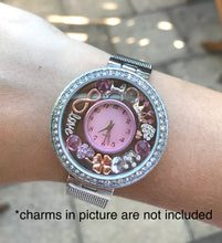 Pink- sparkle charm watch